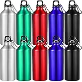CHENGU 10 Pcs Aluminum Water Bottle 20 oz Reusable Bottles Lightweight Leak Proof Aluminum Sports Travel Bottles with Twist Cap Buckle for Gym, Hiking, Cycling, Camping, Fishing