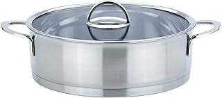 GSW 893282 Elegance Brat-und Servierpfanne mit Glasdeckel und Wabenboden 28cm / ca. 5,3 Liter, Edelstahl, Silber, 28 cm, 2-Einheiten