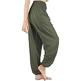 Boho Pants 2-Pocket Flowy Harem Pants Women for Yoga Travel Hippie Clothes