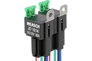 Weasch 2 Pack Fuse Relay Switch Kit, 12V 30A, 5 Pin SPDT, 30A Switch Harness Set, Automotive Electrical Relays with 14 AWG Ho
