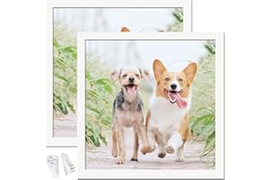 icariery 13x13 Picture Frame Set of 2, White Square Photo Frames High Transparent Wall Gallery Desktop Horizontal Vertical for Canvas Collage Photo Poster Certificate 13 x 13 inches