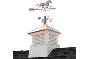 26" Square Manchester Vinyl Cupola with Horse Weathervane by Good Directions,White