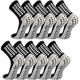 BAIBERRI 5 Pack Men's Soccer Socks Anti Slip Non-Slip Grip Pads for Football Basketball Sports Grip Soccer Socks