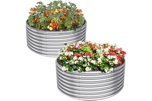 FRIZIONE 2-Pack 4FT(D) x2FT(H) Round Raised Garden Bed Outdoor, Raised Garden Beds for Flower, Raised Planter Box Outdoor for Herb, Vegetable