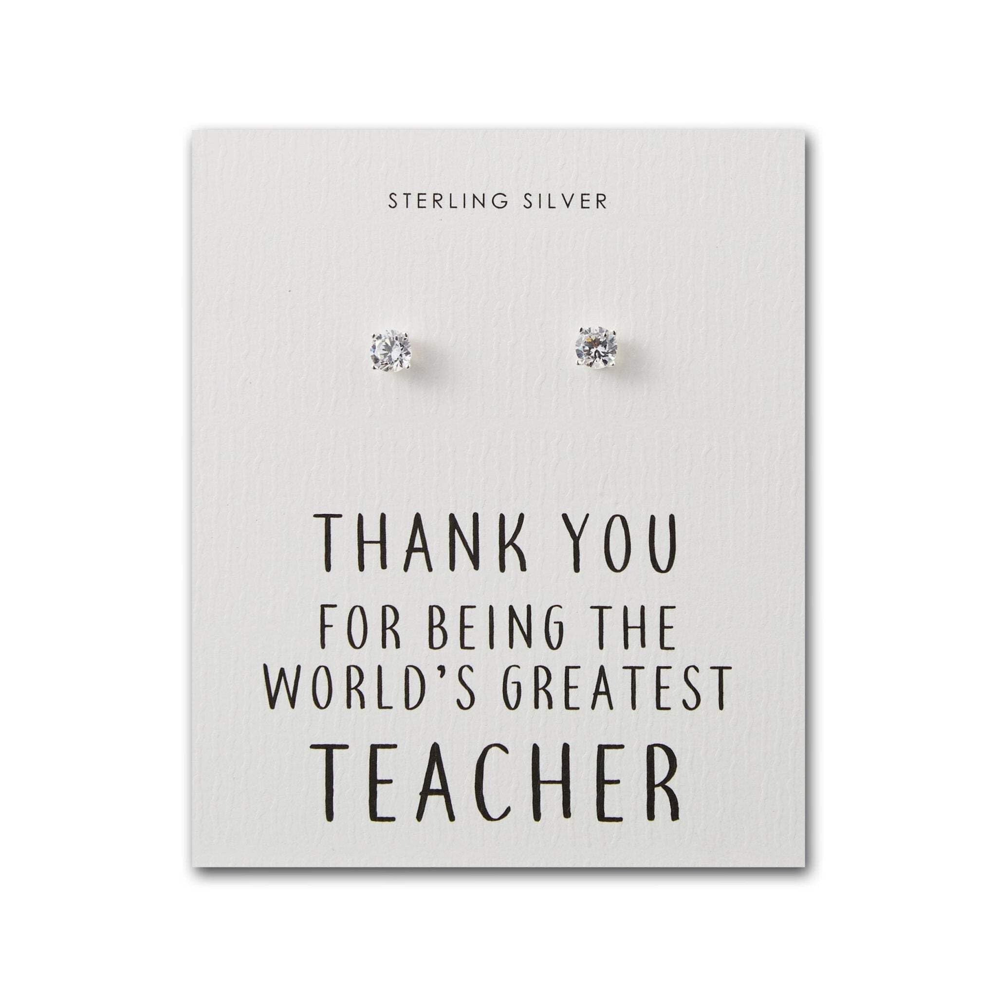 Philip Jones Sterling Silver World's Greatest Teacher Crystal Earrings