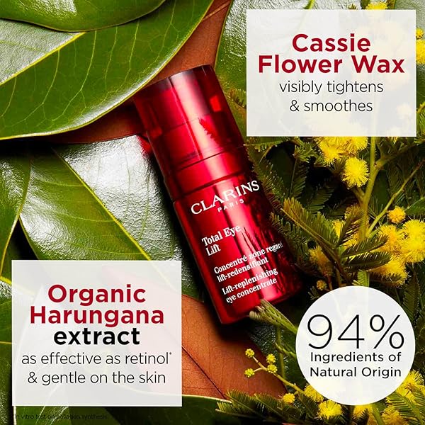 CLARINS TOTAL EYE LIFT | ANTI-AGING EYE CREAM | TARGETS WRINKLES, CROW’S FEET, DARK CIRCLES, AND PUFFINESS FOR A VISIBLE EYE LIFT IN 60 SECONDS FLAT*| INGREDIENTS OF 94% NATURAL ORIGIN