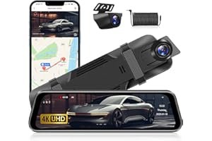 Jansite 4K Rear View Mirror Camera 2160P UHD 10" Mirror Dash Cam Front and Rear Mirror Backup Camera for Car w Adjustable Rev