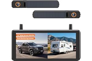 AUTO-VOX Solar Wireless Backup Camera with 2 Cams: 2 Min DIY Installation, Unique 7.2'' 1080P HD DVR Wide Monitor Support 2 S