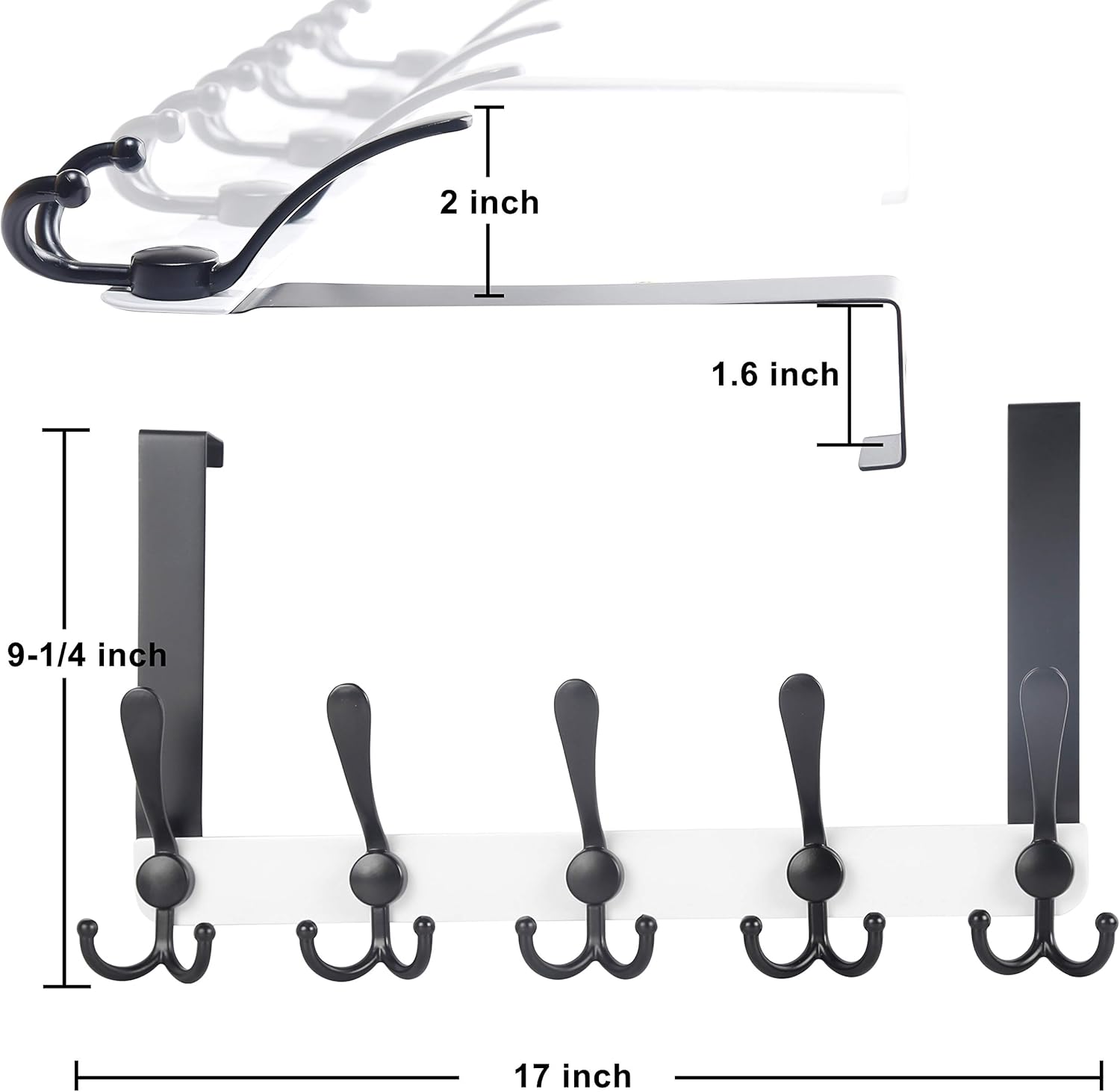 Dseap Over The Door Hook Hanger - Fits 35mm to 45mm Doors, White & Black, Standard (1pcs) - Image 3