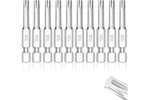 NAUIX T25 Torx Bits(10-Pack 2 Inch), 1/4 Inch Hex Shank S2 Steel Magnetic star 6 Point Screwdriver bit set