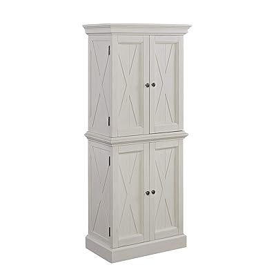 Home Styles Seaside Lodge White Kitchen Pantry with Storage Cabinets