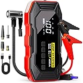 Jump Starter with Air Compressor, Portable Car Battery Jump Starter(12 Gas/10L Diesel), 4000A Peak 160PSI 12V Automobile Jump Box Pack Chargers with Jumper Cables, 4-Mode LED Lights, LCD Display