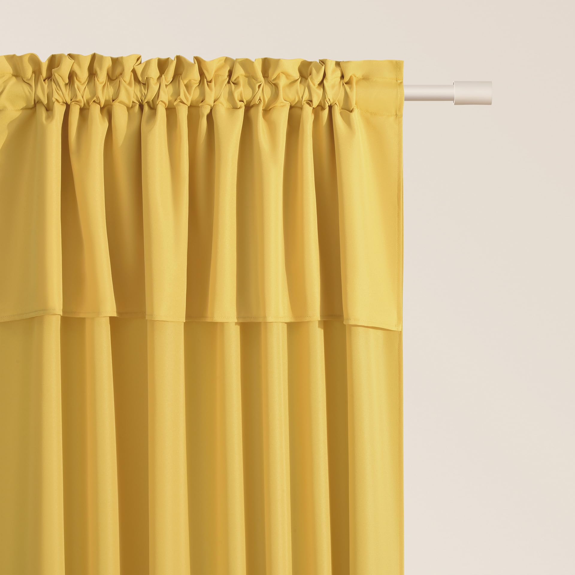 ROOM99 Curtain with Ruffle Tape Mia 140 x 260 cm Width x Height Sliding Curtains Modern Curtain Living Room Bedroom Mustard 1 Piece