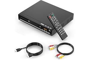 WSJSYH DVD Players for TV with HDMI, DVD Players That Play All Regions, Simple DVD Player for Elderly, CD Player for Home Stereo System, Included HDMI and RCA Cable