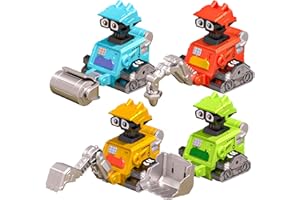 weilishun Construction Toys - Set of 4 Push and Go Car Toys Excavator Toy, Bulldozer Toy, Road Rollert Toy, Pile Toy Trucks for 3 4 5 6 Year Old Boy Girls Toys Christmas Birthday Gift