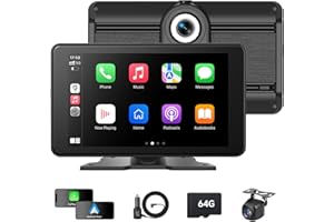 Carplay Screen for Car with 4K Dash Cam, 7'' Wireless Portable A-pple CarPlay & Android Auto Touch Screen Car Stereo with 108