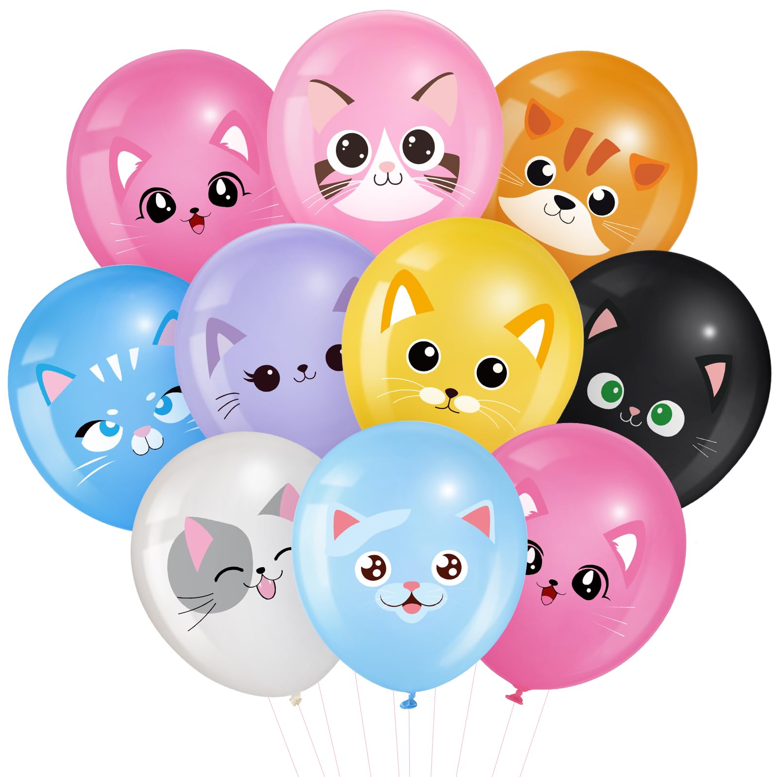 Censen 45 Pcs Cat Balloons 12 Inch Cat Latex Balloons Birthday Decorations Pets Theme Party Supplies for Animal Party Decorations