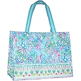 Lilly Pulitzer XL Market Shopper Bag, Oversize Reusable Grocery Tote with Comfortable Shoulder Straps