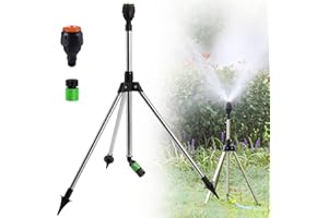 ONSHONE 360 Degree Rotating Tripod Water Sprinkler, Stainless Steel Rotary Irrigation Tripod Telescopic Support Sprinkler, Water Sprinklers for Large Area Yard Lawn Garden