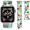 BACDOILQ Summer Watch Band Tropical Palm Tree Sea Turtle Smartwatch Bands Wristband Compatible with Watch 38mm 40mm 41mm Soft Silicone Strap Replacement for Series 8/7/6/5/4/3/2/1/SE