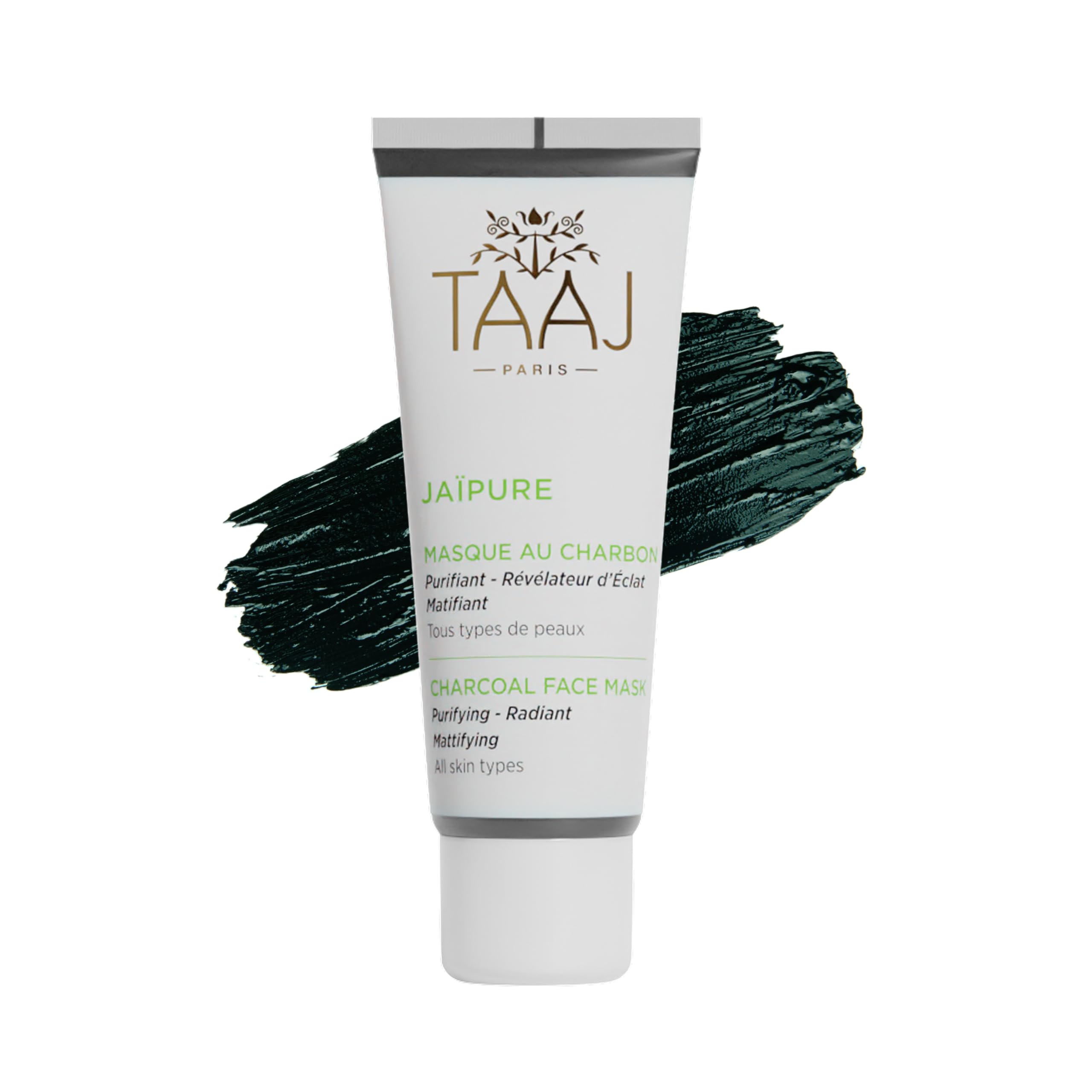TAAJ | Charcoal Mask - JAÏPURE | Purifying and detoxifying mask | Frees the skin from impurities | Firms the pores | Refines the skin texture | Clear and dull skin | Vegan | 75 ml