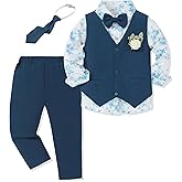 SANMIO Toddler Boys Suits Clothes Dress Boys Gentleman Wedding Suit Outfits 6-Piece Vest Pants Set for 2-12 Years