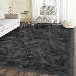 Latepis Living Room Rugs 6x9 Faux Sheepskin Fur Rug