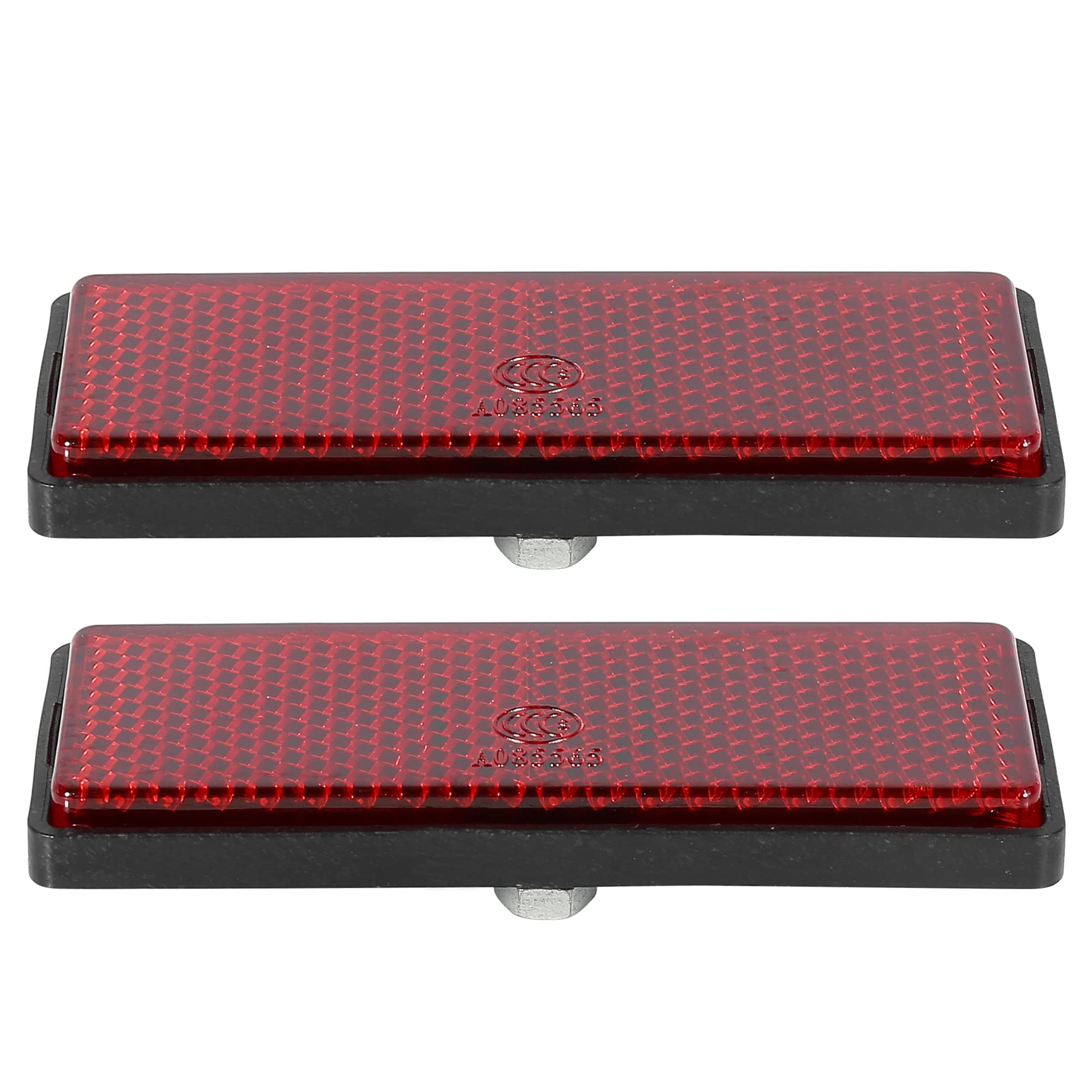 Photo 1 of F FIERCE CYCLE Pair M6x1.0 Red Rectangle Universal Screw Mount Reflective Warning Reflector for Motorcycle Bike