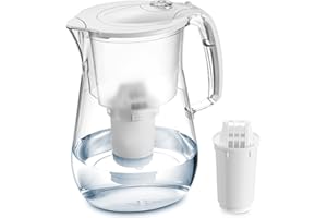 Nakii by Aquaphor Elegant Water Filter Pitcher, Powerful Ion and Aquelen Filtration System, Long Lasting Filter, Filters Chlorine, Lead, Heavy Metal, Remove Lime-scale, Filter Change Indicator, 17 Cup