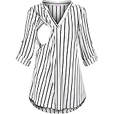 Joymom Maternity Rolled Long Sleeve Nursing Tops Tunic Blouses Breastfeeding