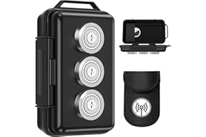 YIMAUT Upgraded Magnetic Key Box, Hide A Key Magnetic Car Key Holder Key Hider with Faraday Bag, Waterproof Hidden Key Holder Car Key Case for Outdoor Travel, Magnetic Key Box for Under Car Vehicles, Black