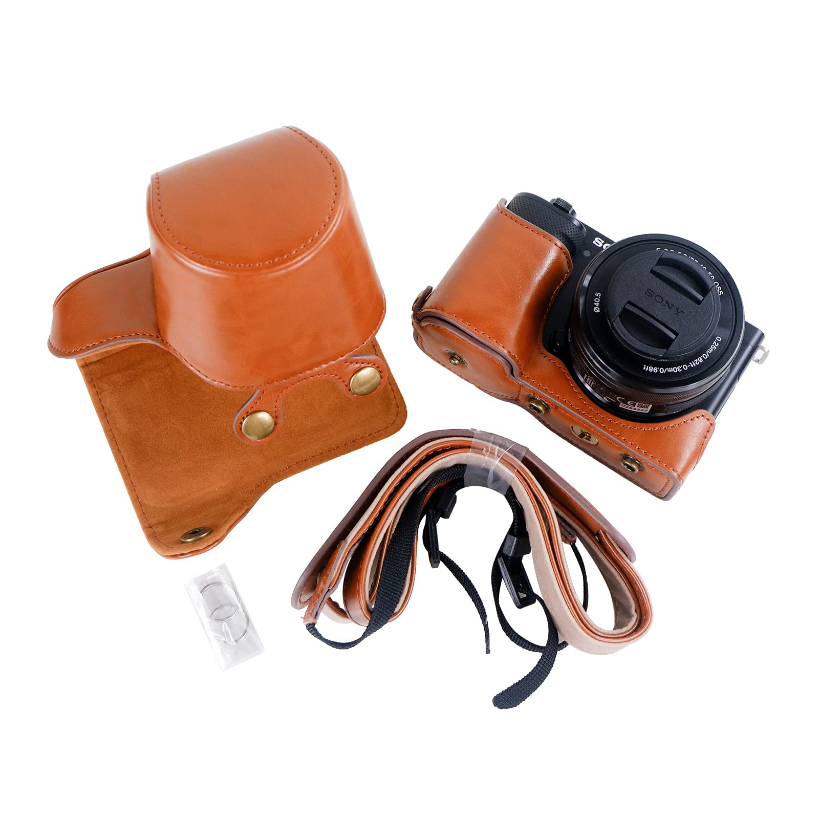 Rieibi ZVE10 Case - Quality PU Leather Case for Sony ZV-E10 Mirrorless Digital Camera - Grip Protective Case with Strap for Sony ZVE10 - Brown