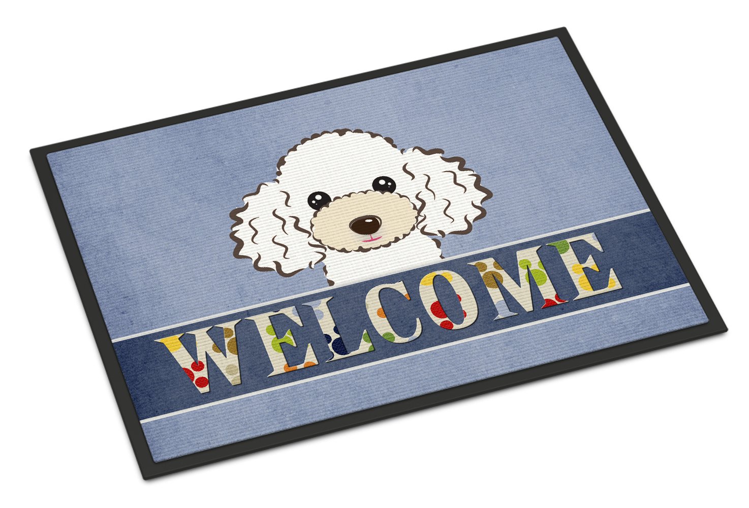 Caroline's Treasures BB1443MAT White Poodle Welcome Indoor or Outdoor Mat, 18 x 27, Multicolor
