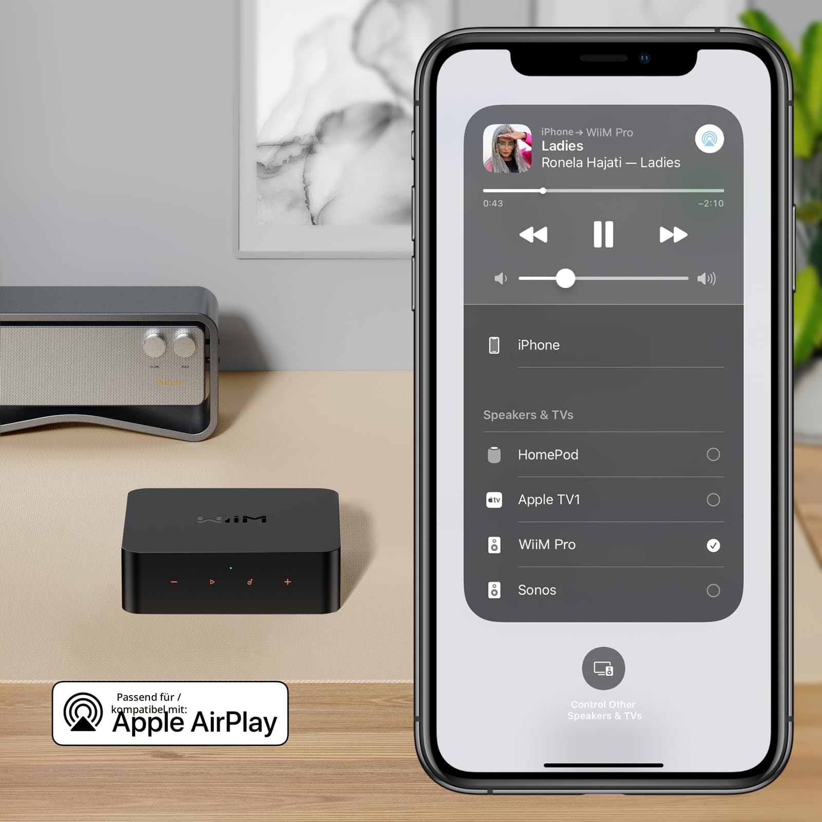 WiiM Pro AirPlay 2 Receiver, Chromecast Audio, WiFi Multiroom Streamer, funktioniert mit Alexa, Siri und Google Assistant, streamt Hi-Res Audio von Spotify, Amazon Music, Tidal und mehr Bluetooth 3