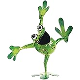 Sunset Vista Designs Outdoor Yard Decor - Green Metal Frog Garden Sculpture, 7.5" Tall, Dancing Dash