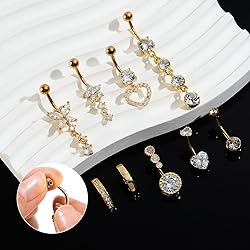 Beautidots 9PCS Belly Button Ring Gold Dangle