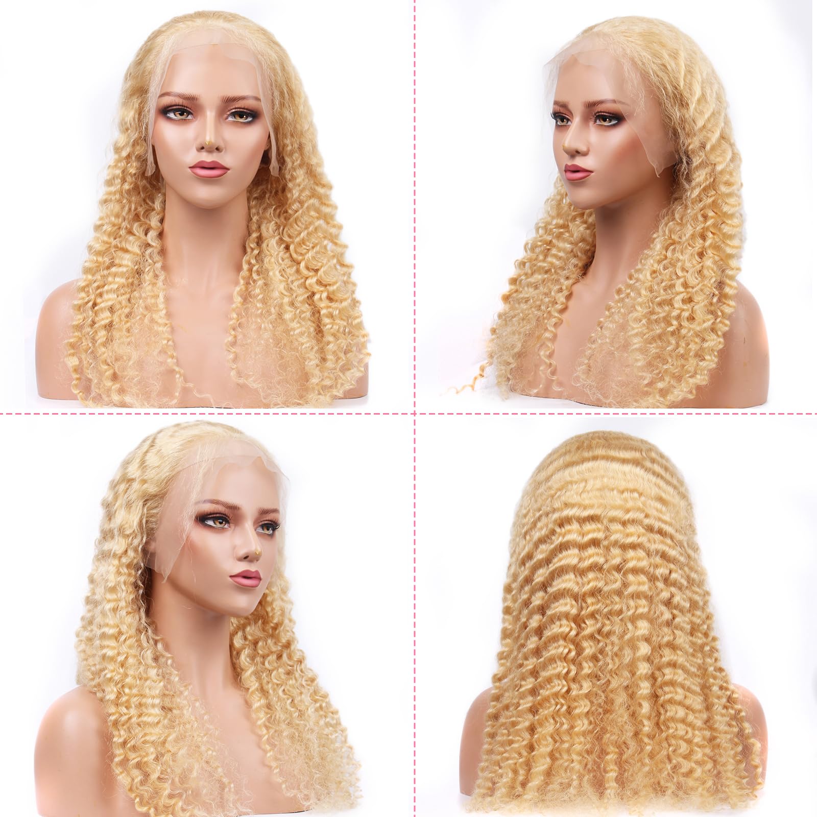 613 Lace Front Wig Human Hair 613 Blonde Deep Wave 13x6 HD Transparent Lace Front Wig Human Hair Pre Plucked Blonde Wig Human Hair with Baby Hair 180% Density for Women(30inches 613 13x6 Wig)