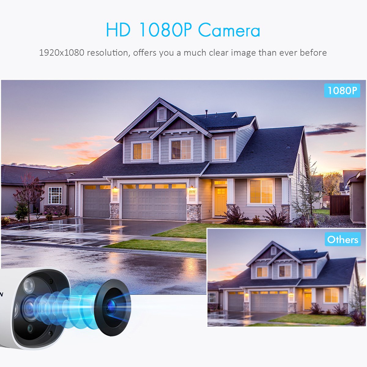 FLOUREON Caméra de Sécurité Caméra IP WiFi Extérieur 1080 P 2.0MP, Caméra de Surveillance Etanche HD sans Fil H.264, CCTV Sécurité Vision Nocturne IP66 Intégré Mic IR-Cut, Support Carte SD