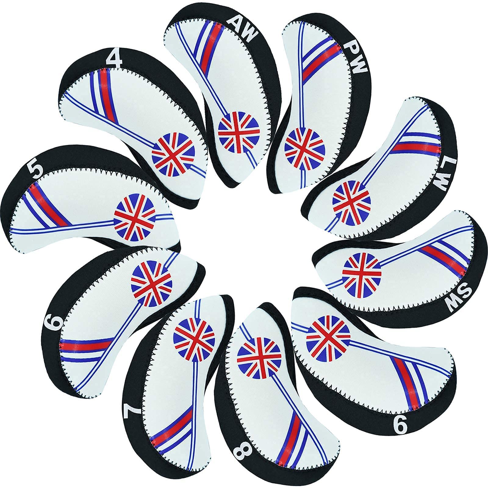 Golf Iron Head Covers with Number Printed Value 10 Pcs/Set, Golf Headcovers for Iron Club Lightweight Durable Portable Fit All Irons Clubs (Dark)