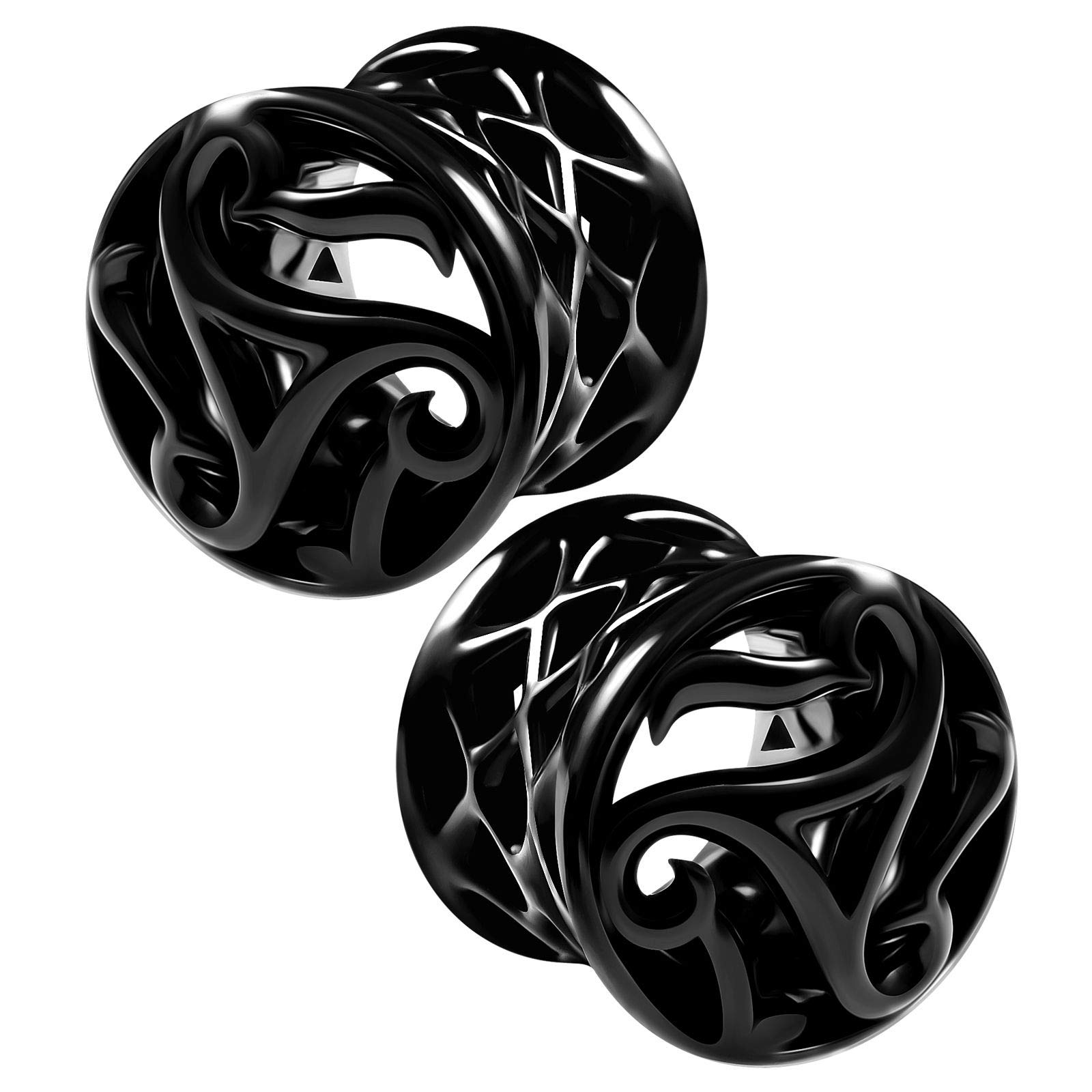 BanaVega 2PCS Blackline Alloy 1/2 inch 12mm Flesh Earring Stretcher Ear Tunnel Gauges Lobe Piercing Jewellery 5415