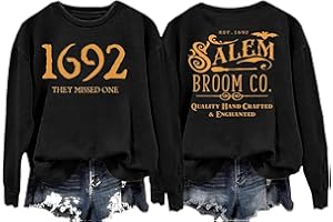 HUOVUD 1692 They Missed One Halloween Shirts for Women Salem Witch Long Sleeve Shirt Halloween Hocus Pocus Pullover Tops