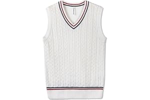 BOBOYOYO Boys Sweater Vest Unisex Cable Knit 100% Cotton Toddler Uniform Vest for Little Big Childrens Kids Teenage Girls