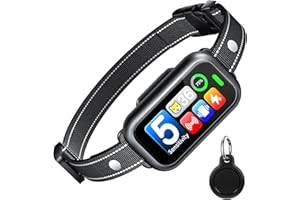 CNYRBT Upgraded Dog Bark Collar, Smart AI Barking Collar with 4 Modes & 5 Adjustable Sensitivity & Bark Counter, Waterproof Activated Shock Collar for Small Medium Large Dogs 8-150lbs with AirTag Case