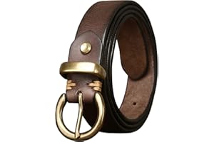TYWestyles Womens Belt for Jeans Genuine Leather Belt Vintage Solid Brass Circle buckle Gift Box Packaging