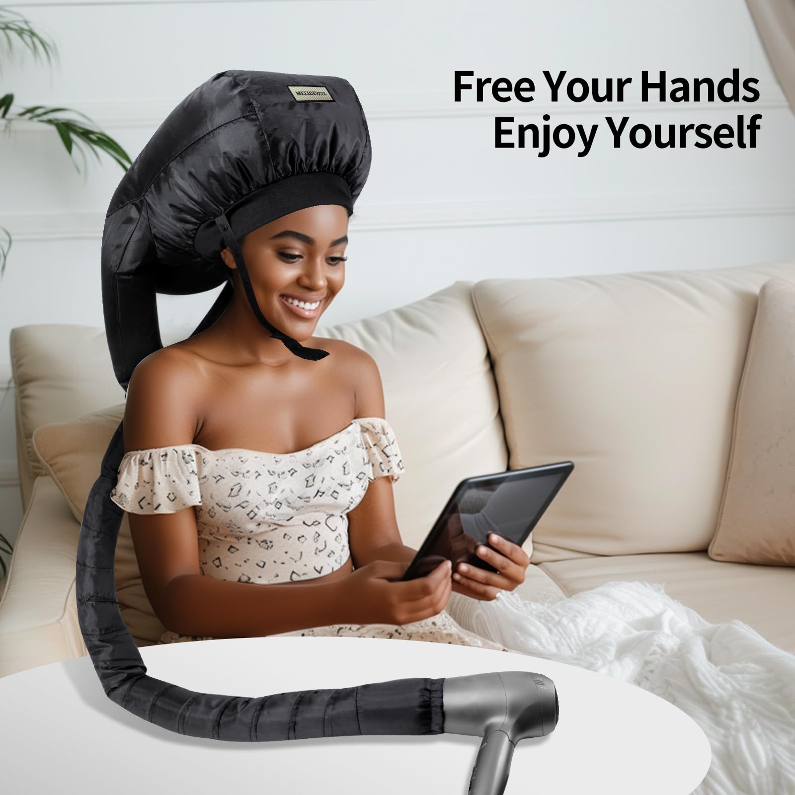 Hair Dryer Diffuser Attachment for Curly Hair,Portable Easy Use for Travel or Apartment,Curly Hair Diffuser Bonnet for Deep Conditioning at Home