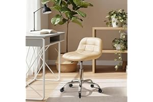 FREEKYROCK Rolling Stool Chair with Wheels, Height Adjustable stool with Back Support, Heavy Duty Rolling Vanity Chair with PU Leather Cushion for Salon Massage Kitchen Vanity Tattoo Esthetician Dentist(White)