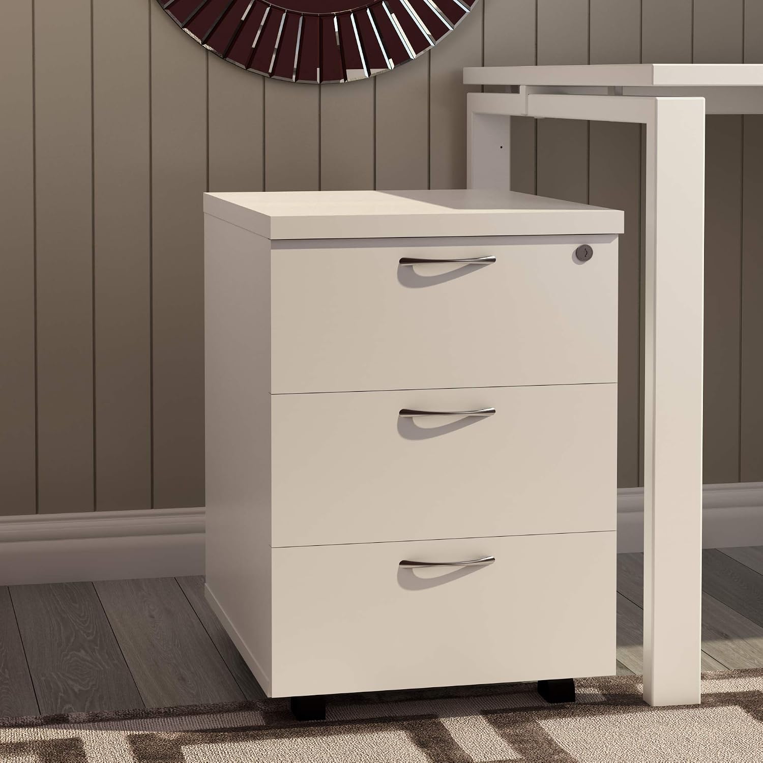 Office Hippo Heavy Duty 3 Drawer Mobile Pedestal Storage Cabinet, Office Storage, Office Cabinet with Lockable Storage - Image 3