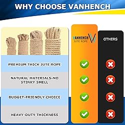 Vanhench Jute String Rope 10mm X100 Feet, Heavy