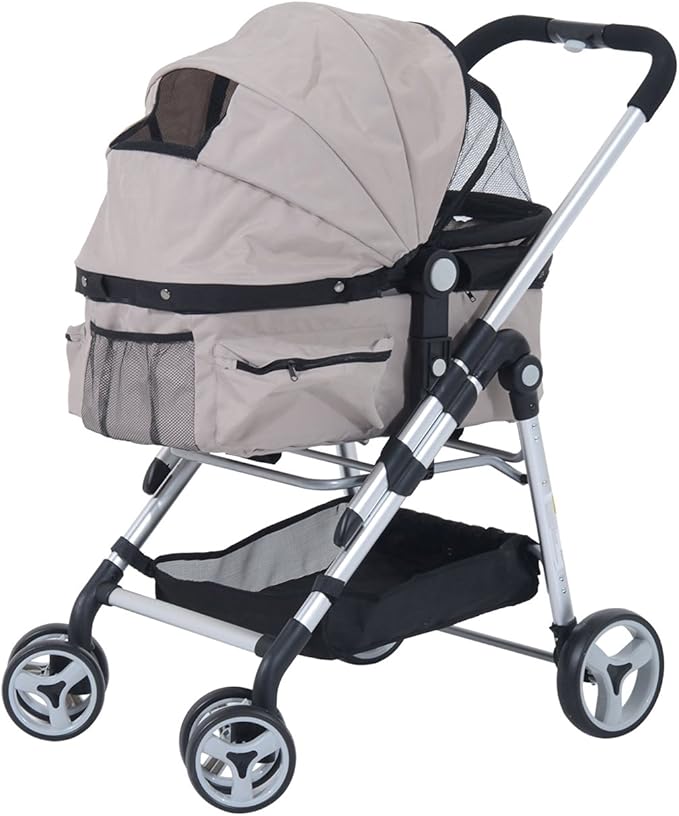 Pawhut Pet Dog or Cat stroller Cart Buggy with Sun Roof grey Amazon.co
