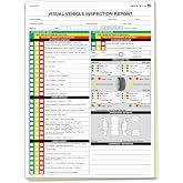 Vehicle Inspection Report Forms 2-Part Carbonless 8.5" x 11" - Pack of 250 | 2-part carbonless vehicle inspection forms with service checklist for automotive inspections, maintenance, and repair records